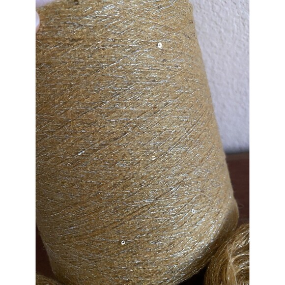 Fancy Soft 4 Skeins Yellow Gold Sequins Silver Glitter 200g Total #451 - Picture 3 of 4